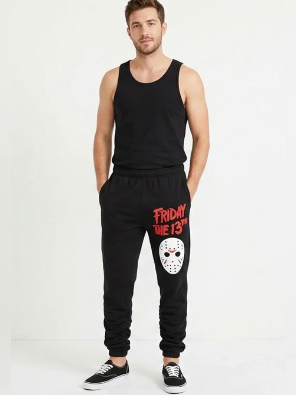Friday. The 13th Jason Voorees Hockey Mask Joggers Sweatpants Black - NWOT